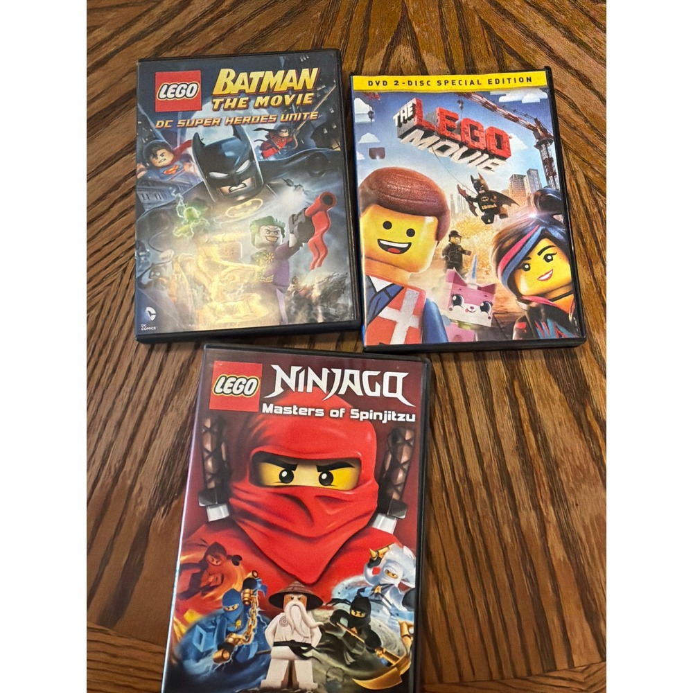 LEGO Movie DVD Lot Batman DC Super Heroes Unite Ninjago Masters of Spinjitzu 3pk